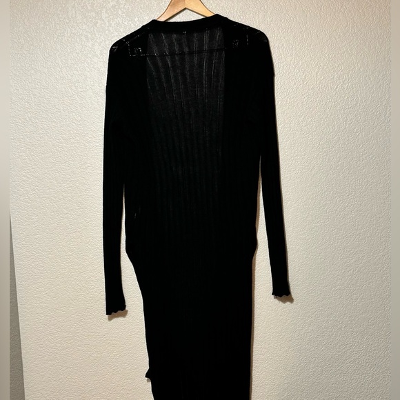 Free People Black Ribby Rib Long Open Cardigan Size M - Picture 9 of 11